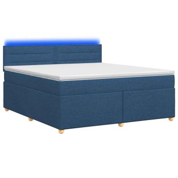 Boxspringbett mit Matratze mit Kopfteil Blau 140 x 190 cm Stoff