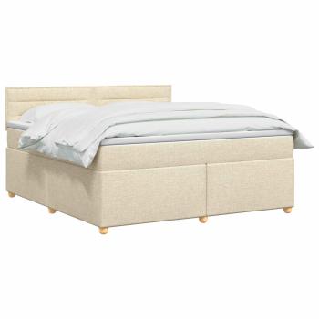 Boxspringbett mit Matratze Creme 160 x 200 cm Stoff