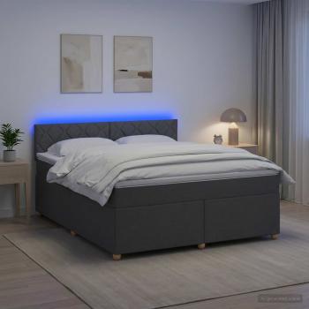 ARDEBO.de - Boxspringbett mit Matratze Dunkelgrau 160 x 200 cm Stoff