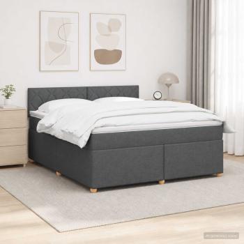 Boxspringbett mit Matratze Dunkelgrau 160 x 200 cm Stoff