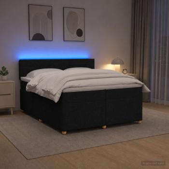 ARDEBO.de - Boxspringbett mit Matratze Schwarz 200 x 200 cm Stoff
