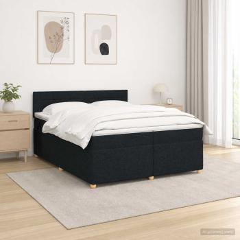 Boxspringbett mit Matratze Schwarz 200 x 200 cm Stoff