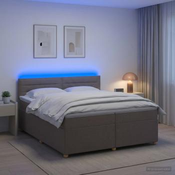 ARDEBO.de - Boxspringbett mit Matratze Taupe 200 x 200 cm Stoff