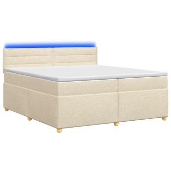 Boxspringbett mit Matratze Creme 200 x 200 cm Stoff