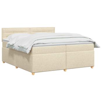 Boxspringbett mit Matratze Creme 200 x 200 cm Stoff