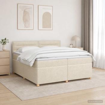 Boxspringbett mit Matratze Creme 200 x 200 cm Stoff