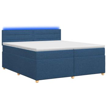 Boxspringbett mit Matratze mit Kopfteil Blau 200 x 200 cm Stoff