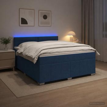 ARDEBO.de - Boxspringbett mit Matratze mit Kopfteil Blau 140 x 200 cm Stoff