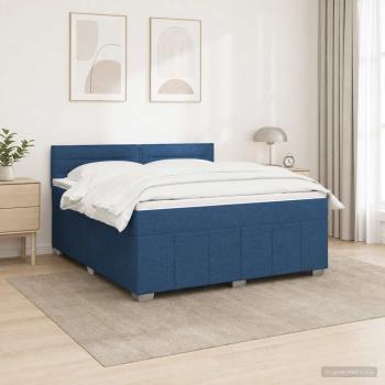 Boxspringbett mit Matratze mit Kopfteil Blau 140 x 200 cm Stoff