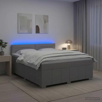 Boxspringbett mit Matratze Hellgrau 160 x 200 cm Stoff