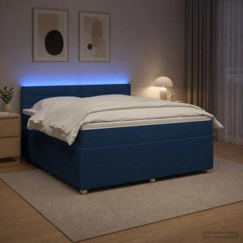 Boxspringbett mit Matratze mit Kopfteil Blau 140 x 200 cm Stoff