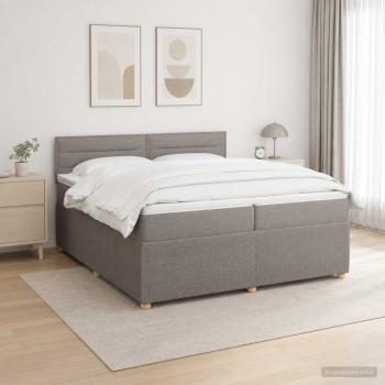 ARDEBO.de - Boxspringbett mit Matratze Taupe 200 x 200 cm Stoff