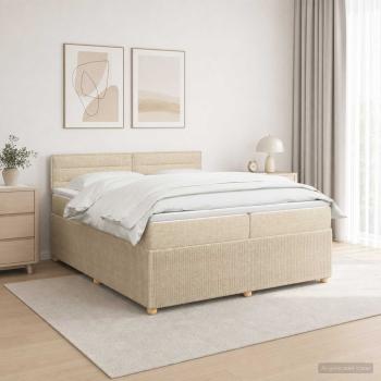 Boxspringbett mit Matratze Creme 200 x 200 cm Stoff
