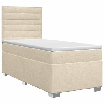 Boxspringbett mit Matratze mit Kopfteil Creme 80 x 200 cm Stoff