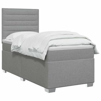 Boxspringbett mit Matratze Hellgrau 90 x 200 cm Stoff