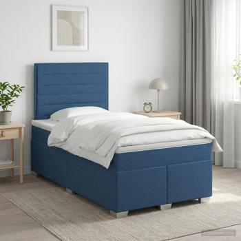 ARDEBO.de - Boxspringbett mit Matratze mit Kopfteil Blau 120 x 190 cm Stoff