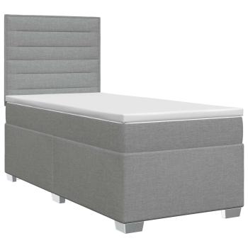 Boxspringbett mit Matratze mit Kopfteil Hellgrau Einzeln Stoff