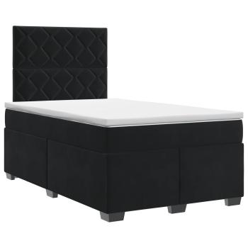 Boxspringbett mit Matratze Schwarz 120 x 200 cm Samt
