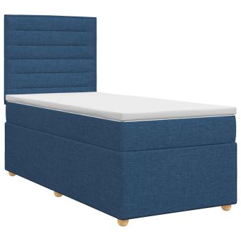 Boxspringbett mit Matratze mit Kopfteil Blau 80 x 200 cm Stoff