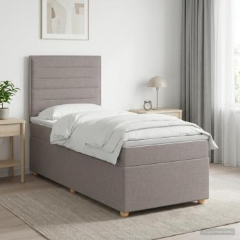 ARDEBO.de - Boxspringbett mit Matratze mit Kopfteil Taupe 90 x 200 cm Stoff