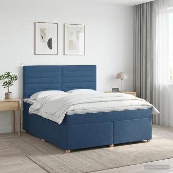 ARDEBO.de - Boxspringbett mit Matratze mit Kopfteil Blau 140 x 200 cm Stoff