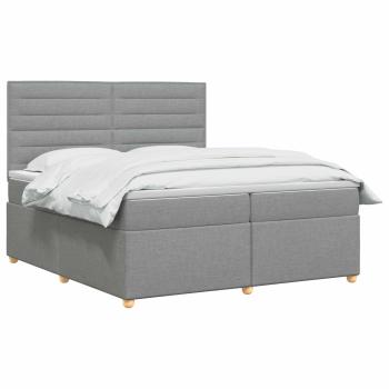 Boxspringbett mit Matratze Hellgrau 200 x 200 cm Stoff
