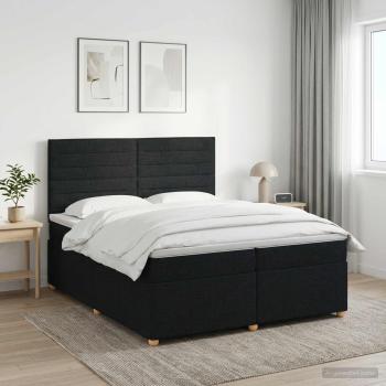 ARDEBO.de - Boxspringbett mit Matratze Schwarz 200 x 200 cm Stoff
