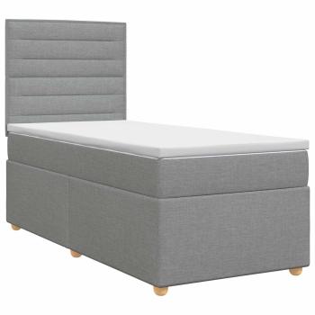 Boxspringbett mit Matratze mit Kopfteil Hellgrau Einzeln Stoff