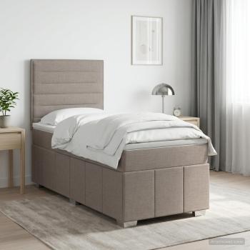 ARDEBO.de - Boxspringbett mit Matratze Taupe 100 x 200 cm Stoff