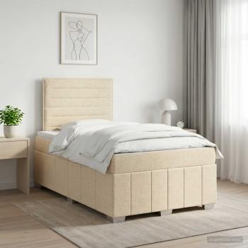 ARDEBO.de - Boxspringbett mit Matratze Creme 120 x 190 cm Stoff