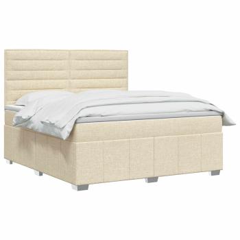 Boxspringbett mit Matratze Creme 140 x 200 cm Stoff