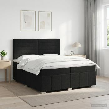 ARDEBO.de - Boxspringbett mit Matratze Schwarz 200 x 200 cm Stoff