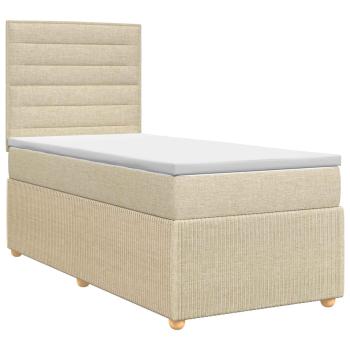 Boxspringbett mit Matratze mit Kopfteil Creme 90 x 200 cm Stoff