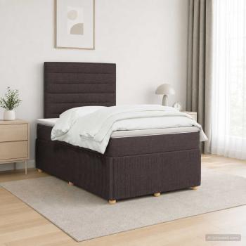 ARDEBO.de - Boxspringbett mit Matratze Dunkelbraun 120 x 190 cm Stoff