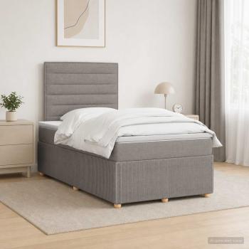 ARDEBO.de - Boxspringbett mit Matratze Taupe 120 x 190 cm Stoff