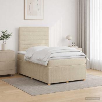 ARDEBO.de - Boxspringbett mit Matratze Creme 120 x 190 cm Stoff