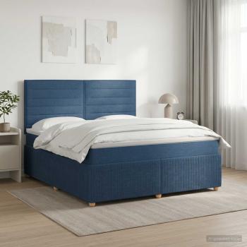 ARDEBO.de - Boxspringbett mit Matratze mit Kopfteil Blau 140 x 200 cm Stoff