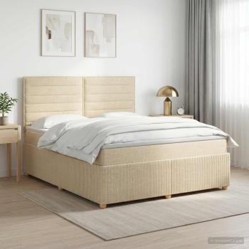 ARDEBO.de - Boxspringbett mit Matratze Creme 160 x 200 cm Stoff
