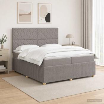 ARDEBO.de - Boxspringbett mit Matratze Taupe 200 x 200 cm Stoff