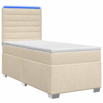 Boxspringbett mit Matratze mit Kopfteil Creme 80 x 200 cm Stoff