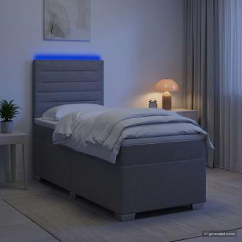 Boxspringbett mit Matratze Hellgrau 90 x 190 cm Stoff