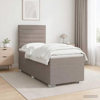 ARDEBO.de - Boxspringbett mit Matratze mit Kopfteil Taupe 90 x 190 cm Stoff