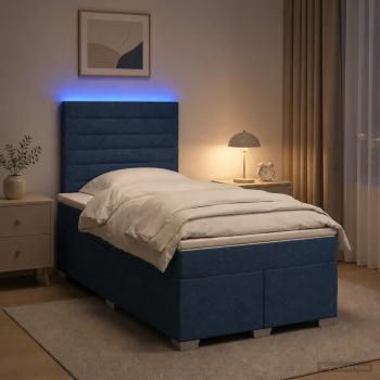 ARDEBO.de - Boxspringbett mit Matratze mit Kopfteil Blau 120 x 200 cm Stoff