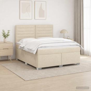 ARDEBO.de - Boxspringbett mit Matratze Creme 140 x 200 cm Stoff