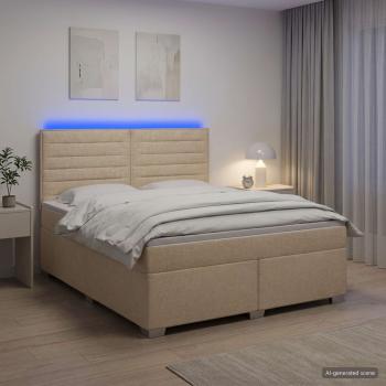 Boxspringbett mit Matratze Creme 140 x 200 cm Stoff