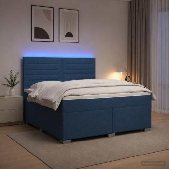 ARDEBO.de - Boxspringbett mit Matratze mit Kopfteil Blau 160 x 200 cm Stoff