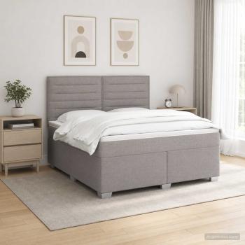 Boxspringbett mit Matratze Taupe 180 x 200 cm Stoff