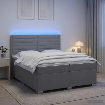Boxspringbett mit Matratze Hellgrau 200 x 200 cm Stoff