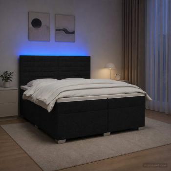 ARDEBO.de - Boxspringbett mit Matratze Schwarz 200 x 200 cm Stoff