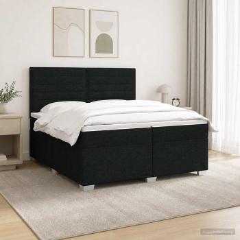 Boxspringbett mit Matratze Schwarz 200 x 200 cm Stoff